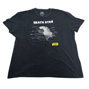 Star Wars Death Star Blueprint Schematic Black Heather T-Shirt 2XL Fifth Sun